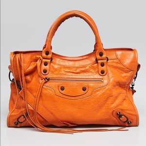 Balenciaga Tangerine Leather City Bag